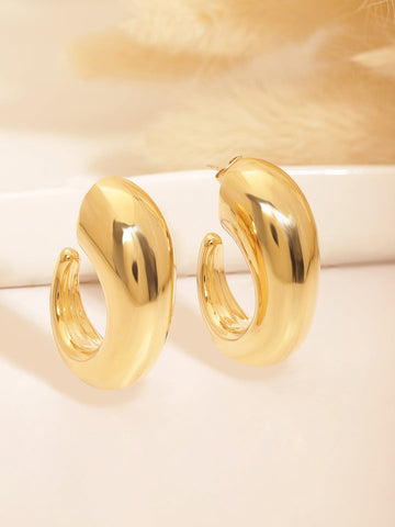Rubans Voguish Stainless Steel 18 KT Gold Plated, Waterproof tarnish-free Semilunar Classic C Hoop Earrings Earrings