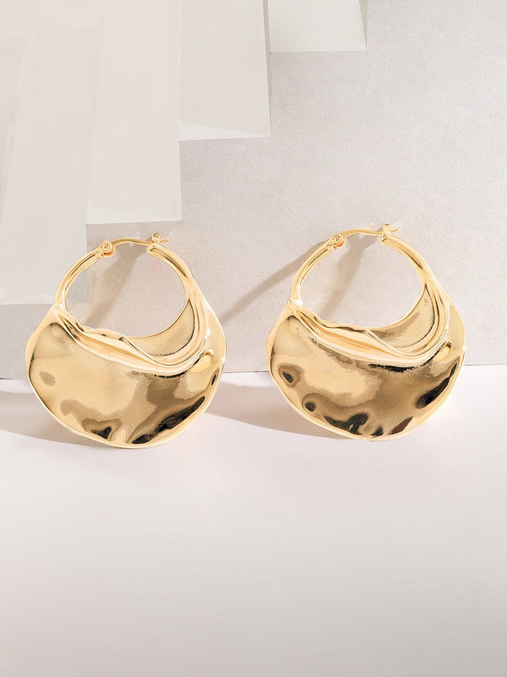 Rubans Voguish Stainless Steel 18 KT Gold Plated Waterproof Tarnish Free Statement Hoop Earrings Earrings