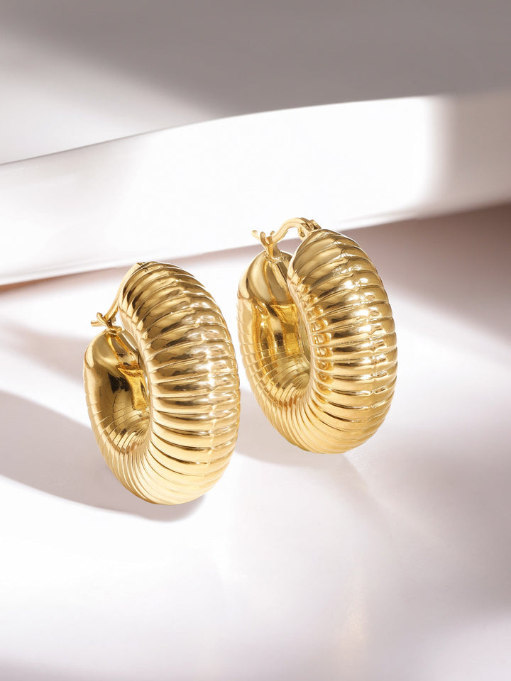 Rubans Voguish  Stainless Steel 18k Gold plated Tarnish free water proof Serendipity soul hoop Earring Earrings
