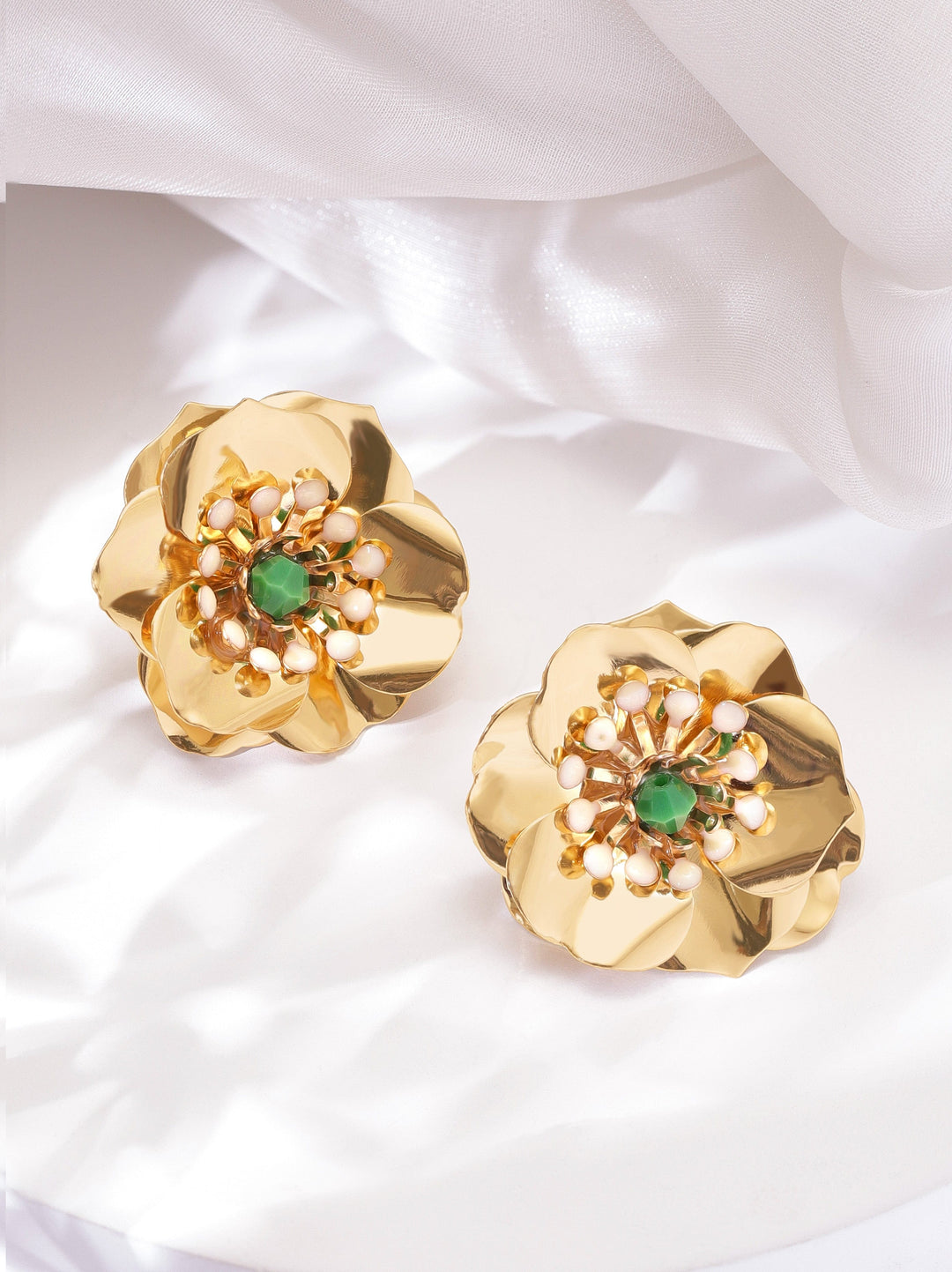 Rubans Voguish Whimsical Garden gold plated Floral Motif Stud Earrings Earrings