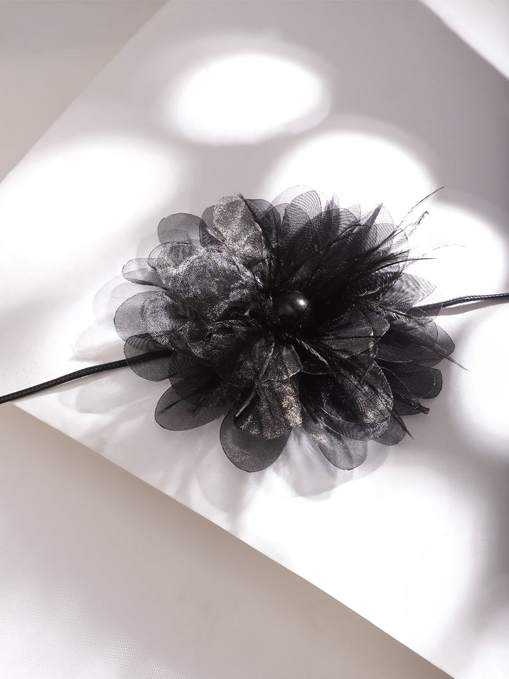 Rubans Voguish Women's Black Colored Floral Pendant Choker Necklace and Chains