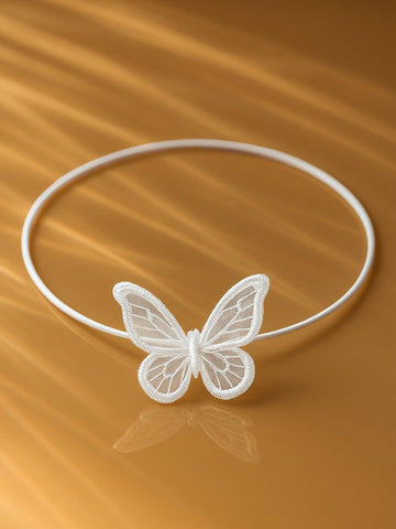 Rubans White Lace Butterfly Choker Necklace, Lightweight Adjustable Statement Fashion Neckpiece Necklace & Chains