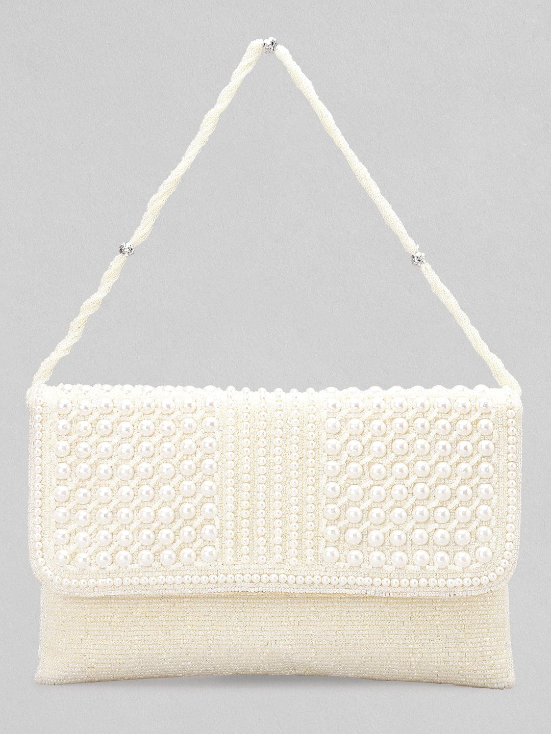 Rubans White Pearl Embellished Hand Bag Handbag & Wallet Accessories