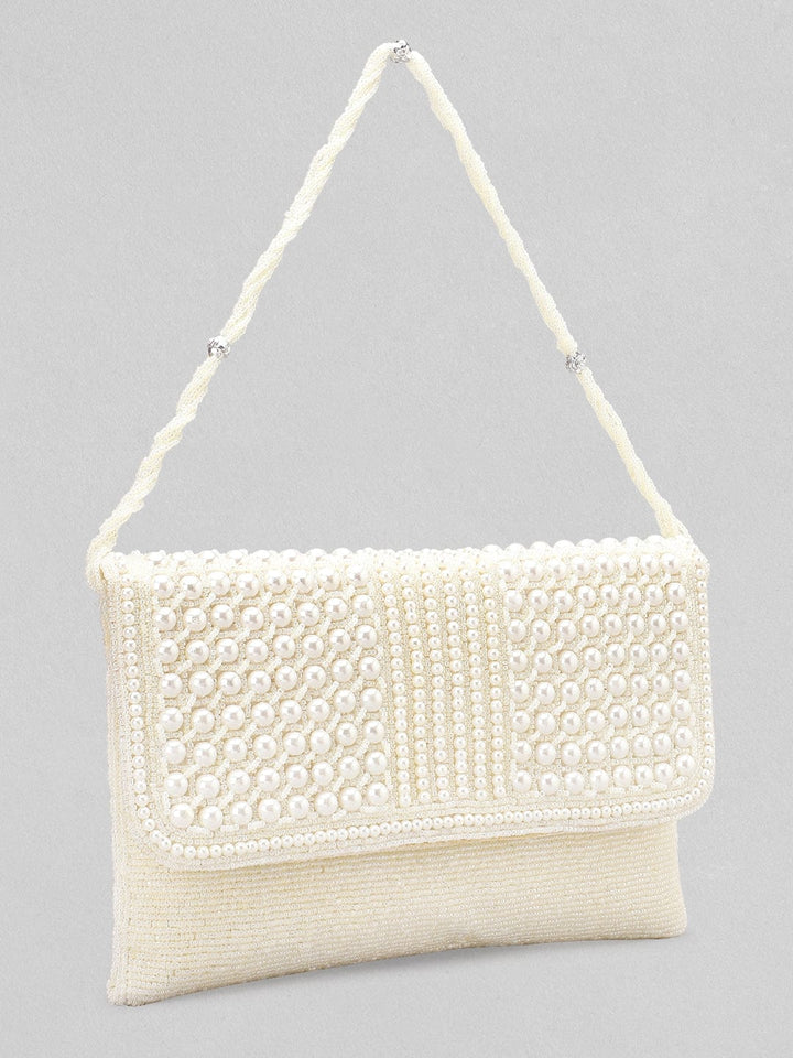 Rubans White Pearl Embellished Hand Bag Handbag & Wallet Accessories