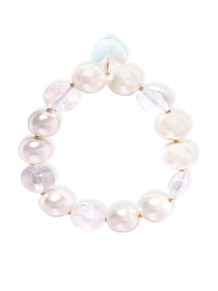 Rubans White Pearl With Multi Colour Beaded Bracelate Bangles & Bracelets