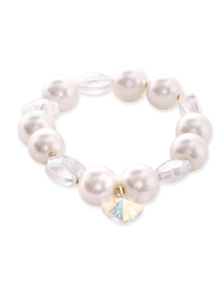 Rubans White Pearl With Multi Colour Beaded Bracelate Bangles & Bracelets