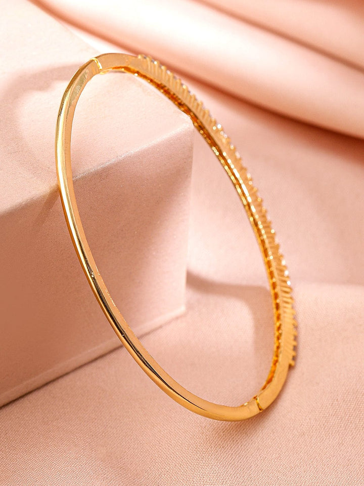 Rubans Women Brass Cubic Zirconia Handcrafted Gold-Plated Bangle-Style Bracelet Bracelet