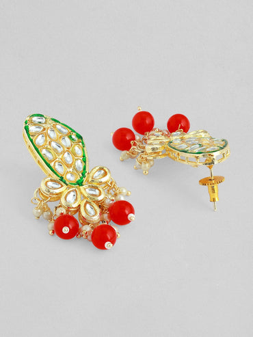 Rubans Women Maroon & Gold-Toned & Plated Kundan Necklace Set Jewellery Set