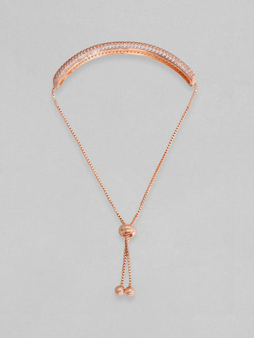 Rubans Women Rose Gold & White Brass Cubic Zirconia Rose Gold-Plated Cuff Bracelet Bracelets