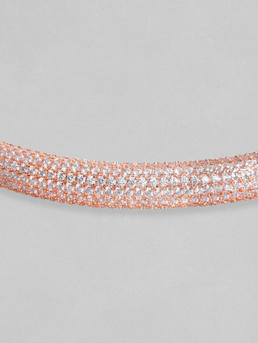 Rubans Women Rose Gold & White Brass Cubic Zirconia Rose Gold-Plated Cuff Bracelet Bracelets