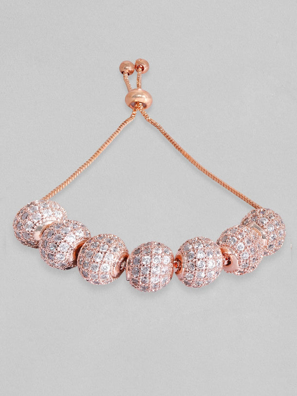 Rubans Women Rose Gold & White Brass Cubic Zirconia Rose Gold-Plated Cuff Bracelet Bracelets
