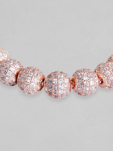 Rubans Women Rose Gold & White Brass Cubic Zirconia Rose Gold-Plated Cuff Bracelet Bracelets