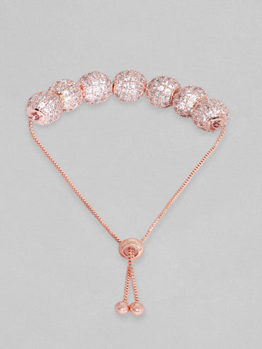 Rubans Women Rose Gold & White Brass Cubic Zirconia Rose Gold-Plated Cuff Bracelet Bracelets