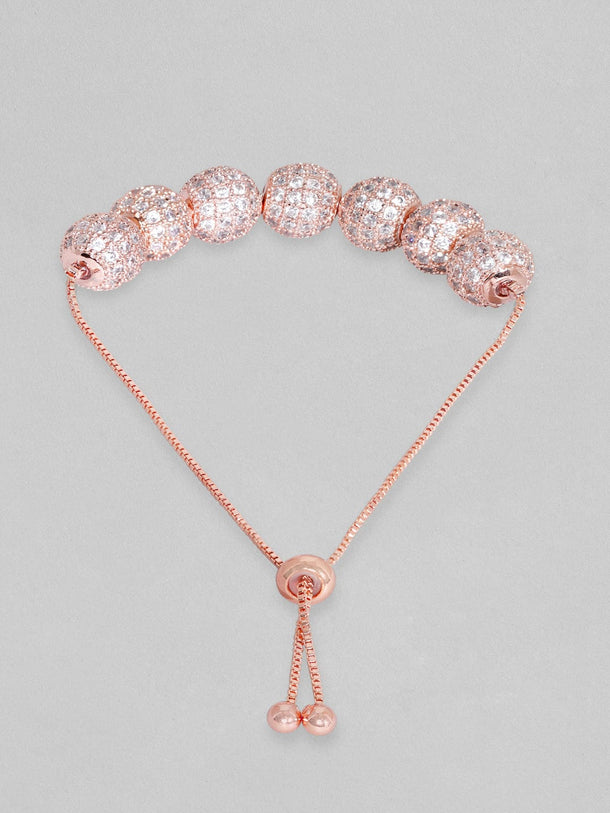 Rubans Women Rose Gold & White Brass Cubic Zirconia Rose Gold-Plated Cuff Bracelet Bracelets