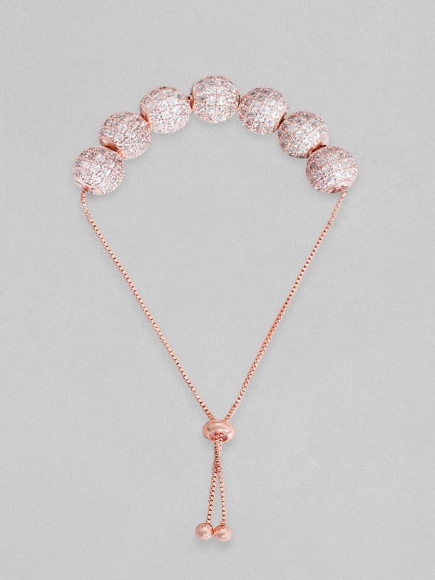 Rubans Women Rose Gold & White Brass Cubic Zirconia Rose Gold-Plated Cuff Bracelet Bracelets