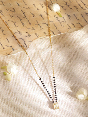 Rubans Women's 18KT Gold Plated Black Beaded Stone Studded Mangalsutra Necklaces, Necklace Sets, Chains & Mangalsutra