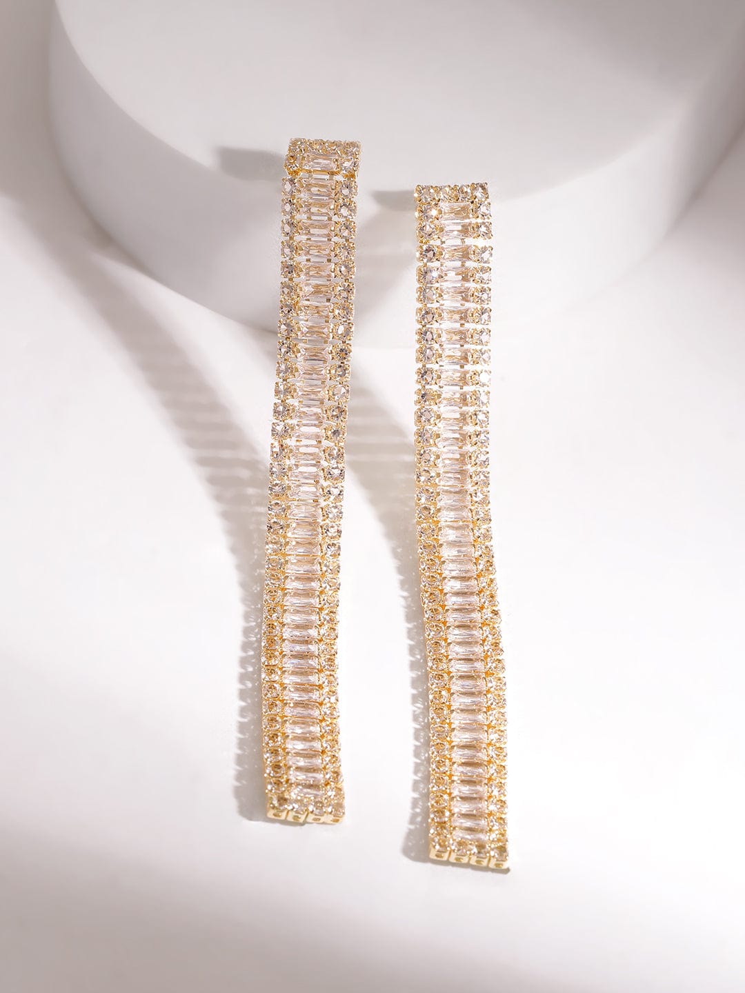 Rubans Women's Gold Plated Crystal Zirconia Stone Studded Drop Earrings Earrings
