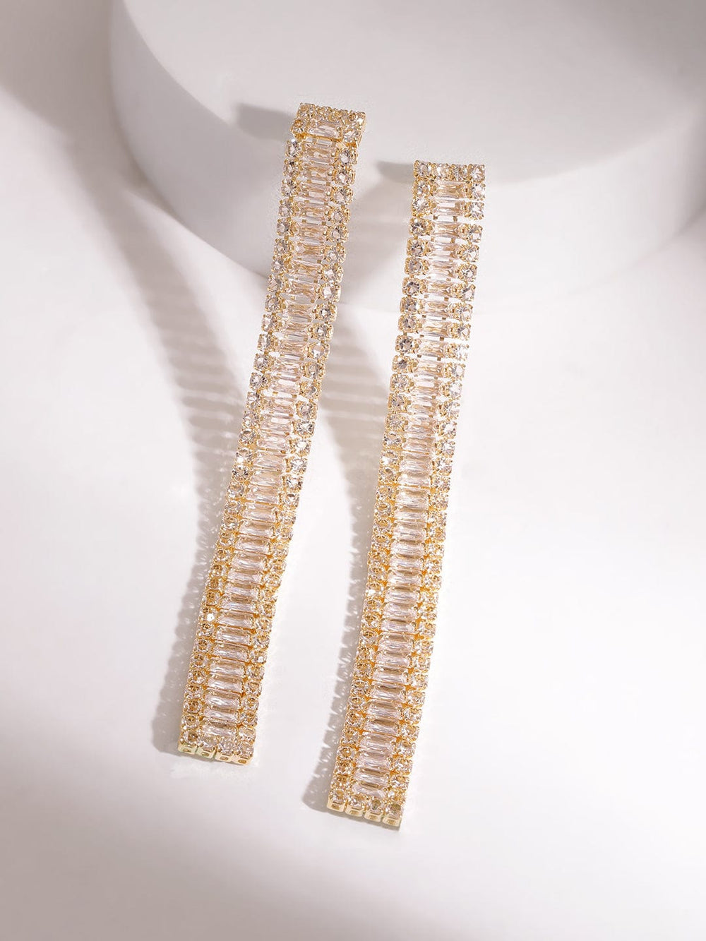 Rubans Women's Gold Plated Crystal Zirconia Stone Studded Drop Earrings Earrings
