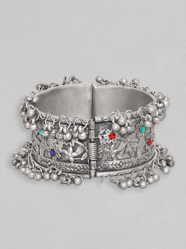 Rubans Women Silver-Plated Oxidised Kada Bracelet Bangles & Bracelets