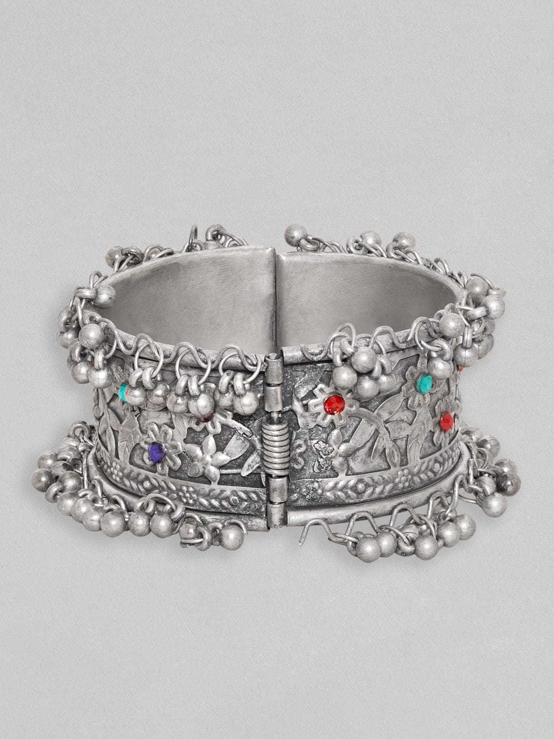 Silver Pave Rhinestone Bangle Bracelet