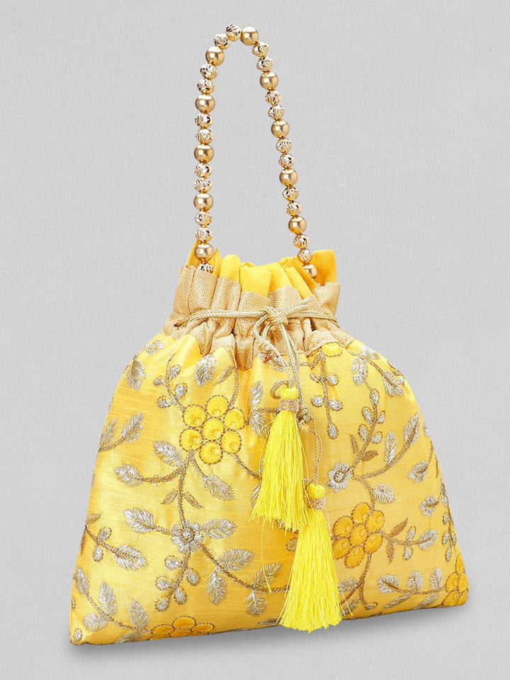 Rubans Yellow Embroidered Potli Bag Handbag & Wallet Accessories