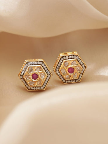 Rubans Zirconia Studded Stainless Steel Geometric Studs Earrings Earrings