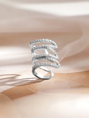 Silver Whispers Spiral Ear Cuff