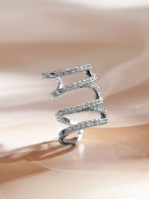 Silver Whispers Spiral Ear Cuff