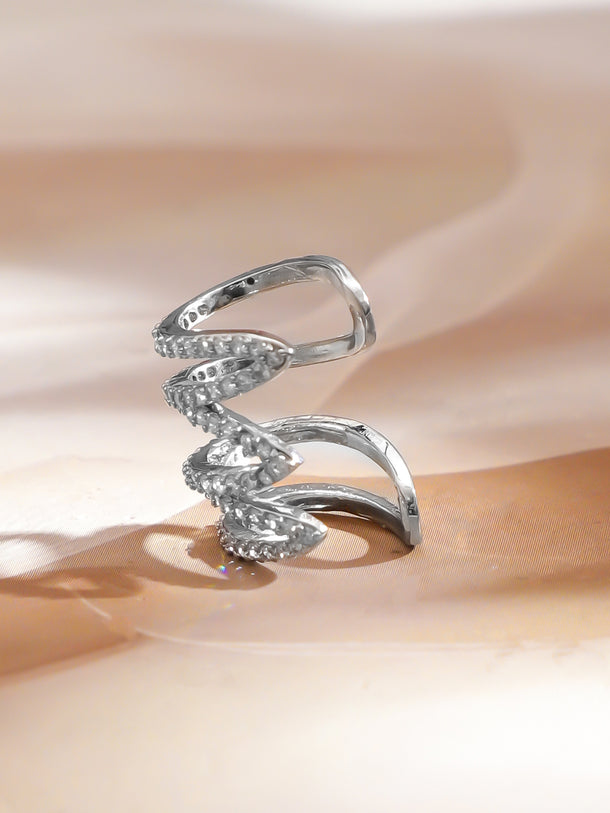 Silver Whispers Spiral Ear Cuff