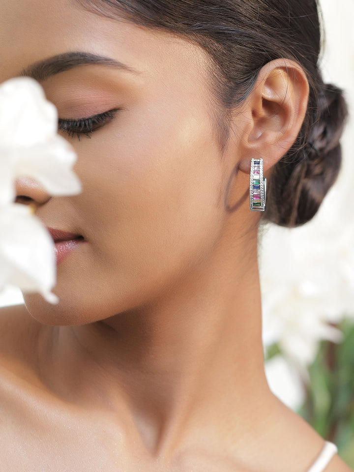 Multi Colored Baguette Hoops