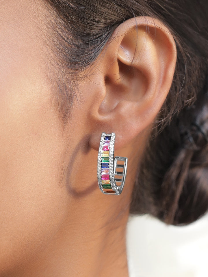 Multi Colored Baguette Hoops