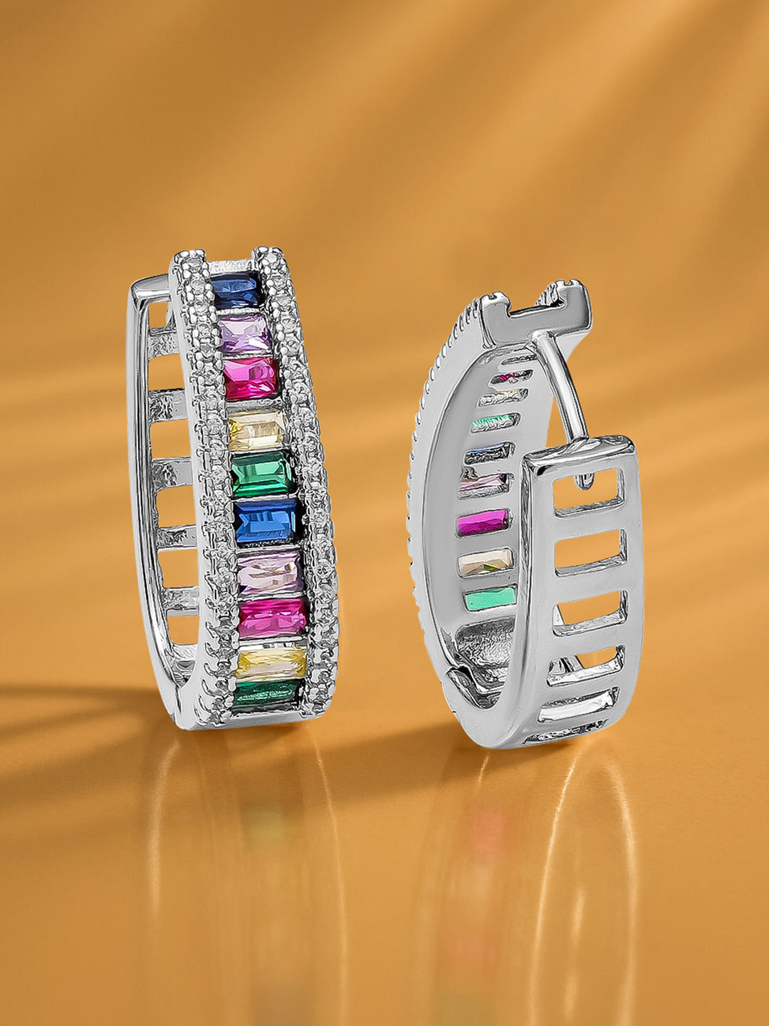 Multi Colored Baguette Hoops