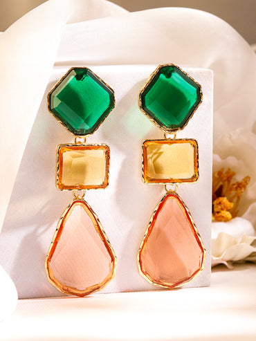 Multi Colored Statement Drop Earrings
