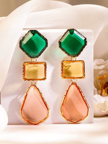 Multi Colored Statement Drop Earrings