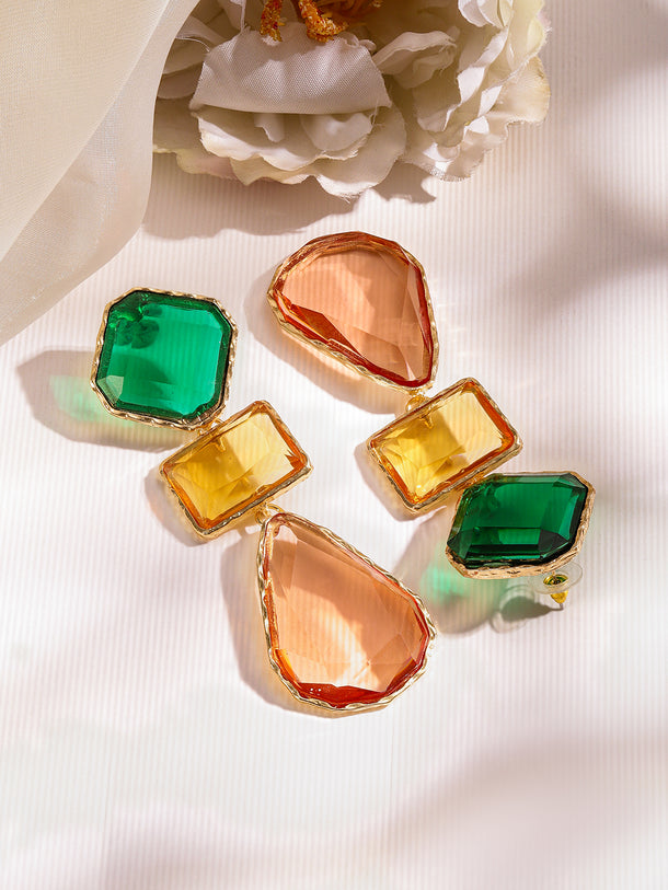 Multi Colored Statement Drop Earrings