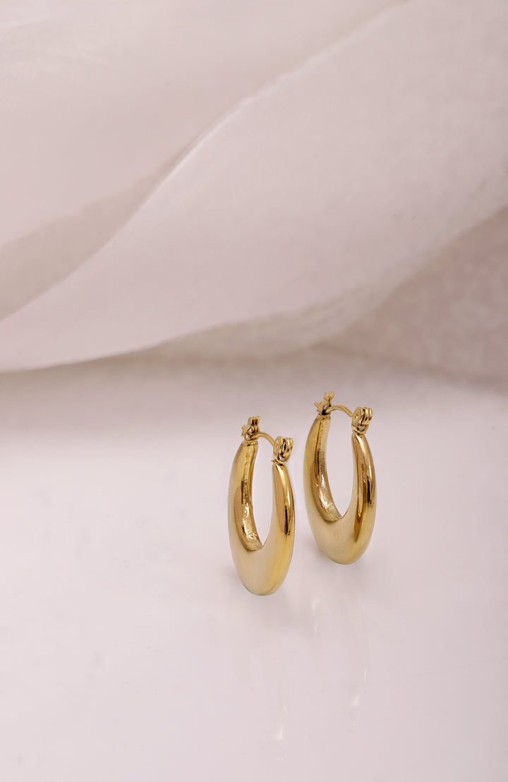 Rubans Voguish 18K Gold Plated Stainless Steel Tarnish-Free Waterproof Demi-Fine Hoop Earrings