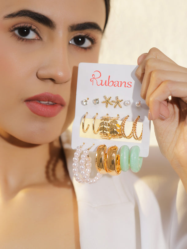 Pack of 9 Hoop & Stud Earrings