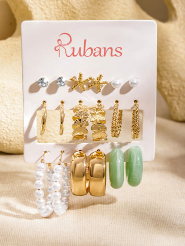 Pack of 9 Hoop & Stud Earrings