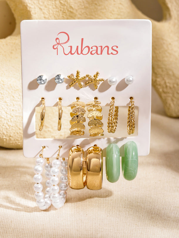 Pack of 9 Hoop & Stud Earrings