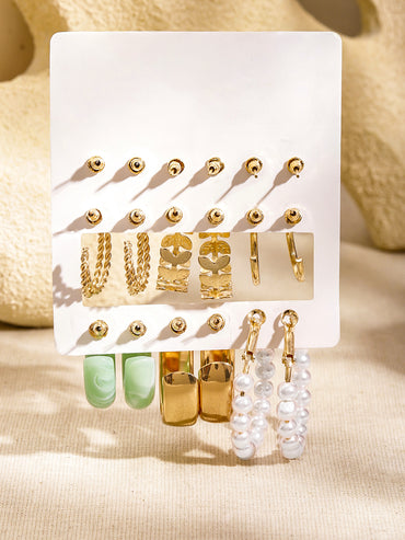 Pack of 9 Hoop & Stud Earrings