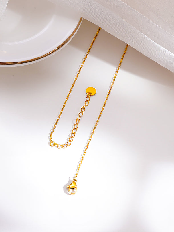 Demifine 18K Gold Plated Stainless Steel Double Bow Heart Drop Necklace