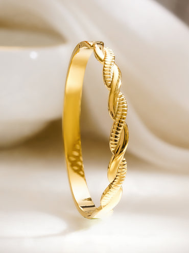 Demifine 18K Gold Plated Stainless Steel Twisted Textured Bracelet