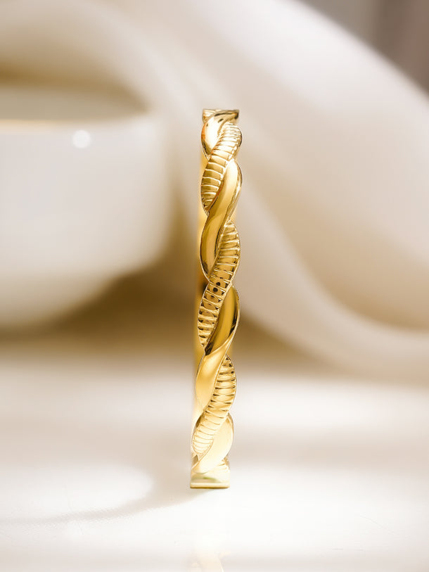 Demifine 18K Gold Plated Stainless Steel Twisted Textured Bracelet