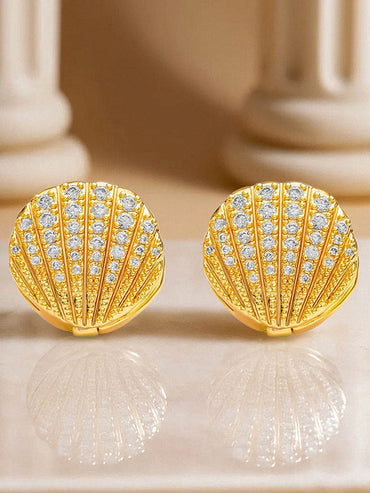 Sea Shell Inspired American Diamond Zirconia Studs Earrings