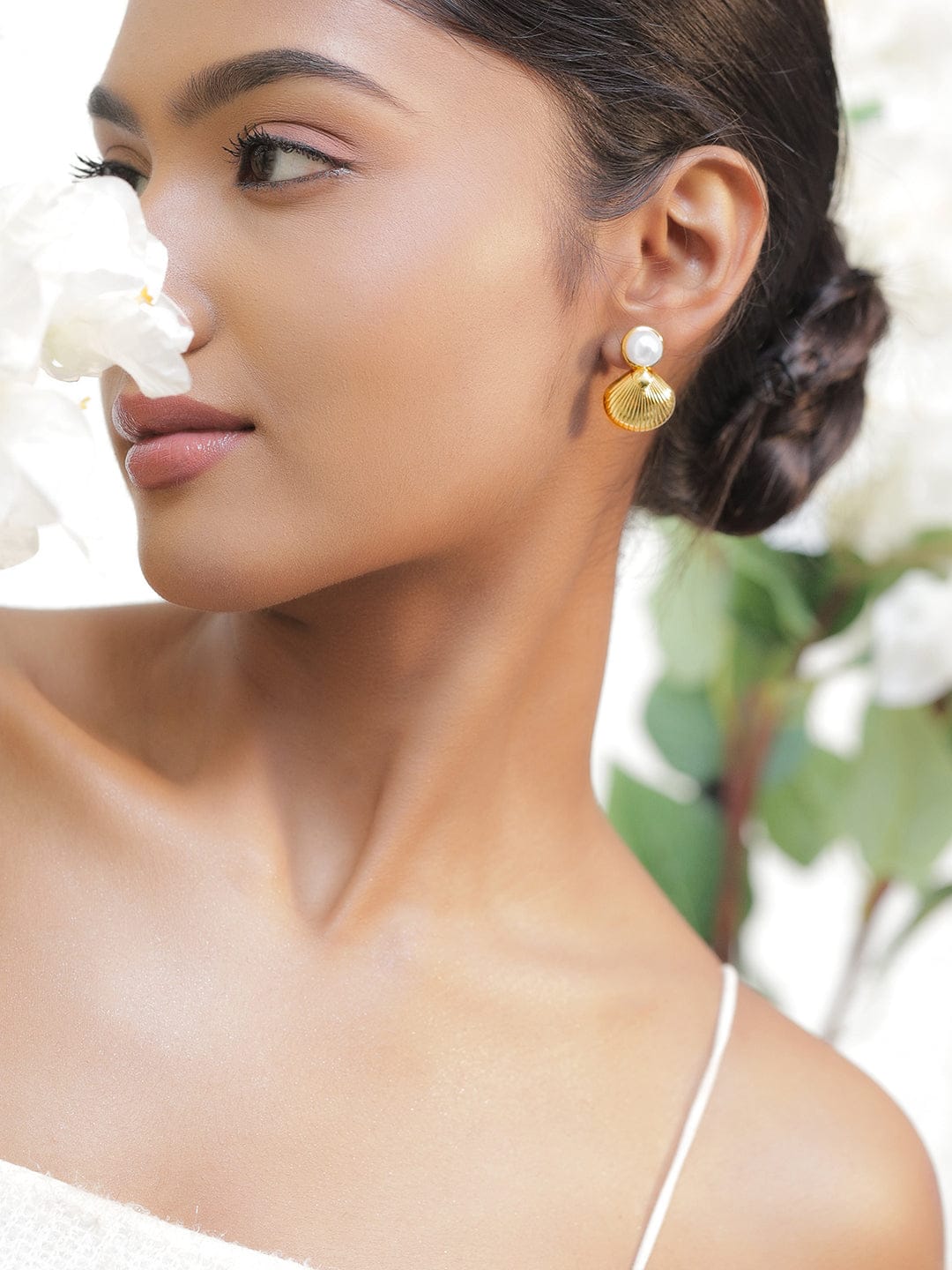 Sea Shell Inspired Pearl Drops Earrings