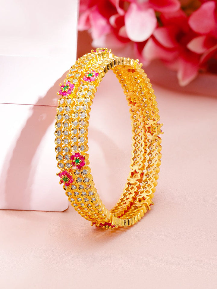 Set Of 2 Gold-Plated Cubic Zirconia Bangles Bangles & Bracelets