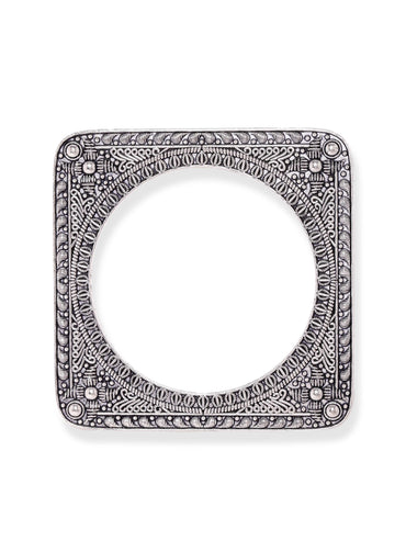 Set of 2 Square-Shaped Oxidized Silver-Plated Bangles Bangles & Bracelets