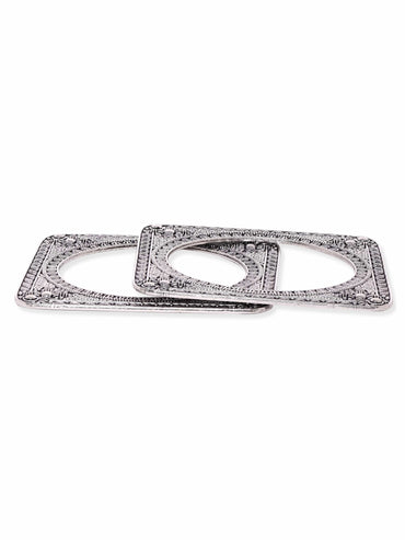 Set of 2 Square-Shaped Oxidized Silver-Plated Bangles Bangles & Bracelets