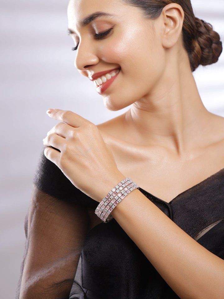 Set Of 4 Rhodium-Plated Crystal Bangles. Bangles & Bracelets