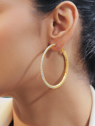 Shimmer Glow American Diamond Zirconia Hoops Earrings